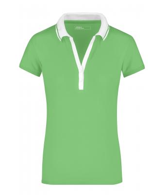 Damen Ladies' Elastic Polo Short-Sleeved Lime-green/white 7317