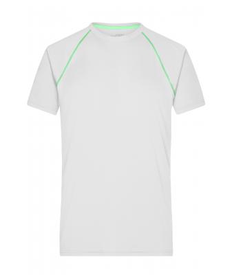 Herren Men's Sports T-Shirt White/bright-green 8465