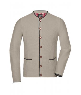 Uomo Men's Traditional Knitted Jacket Beige/anthracite-melange/red 8487